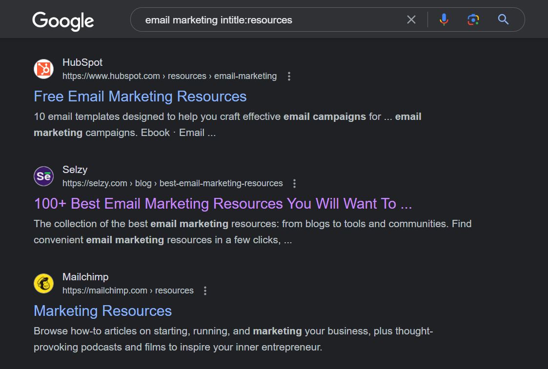 e-posta pazarlama kaynak sayfası sorgusu
